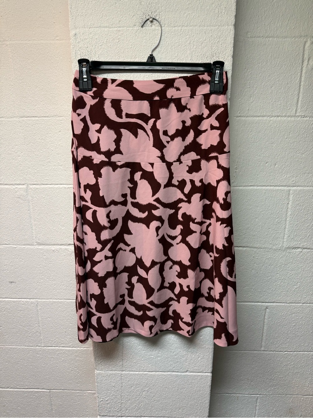 Ann Taylor Pink and Maroon Floral Midi Skirt